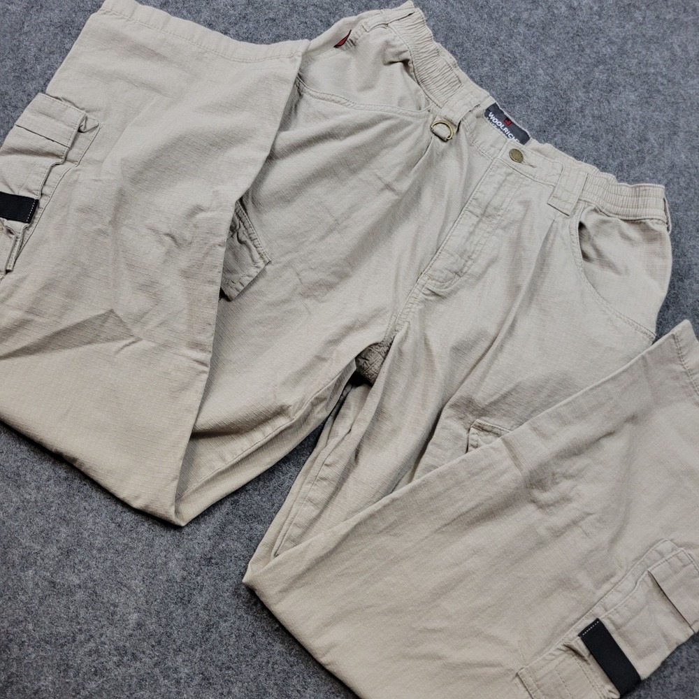 Woolrich Cargo Pants Mens 32 Tan Hiking Rip Stop Explorer Mountains Pockets
